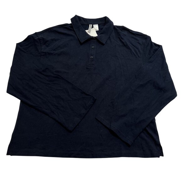 H&M Cotton Polo Shirt in Dark Dusty Blue - Picture 1 of 5